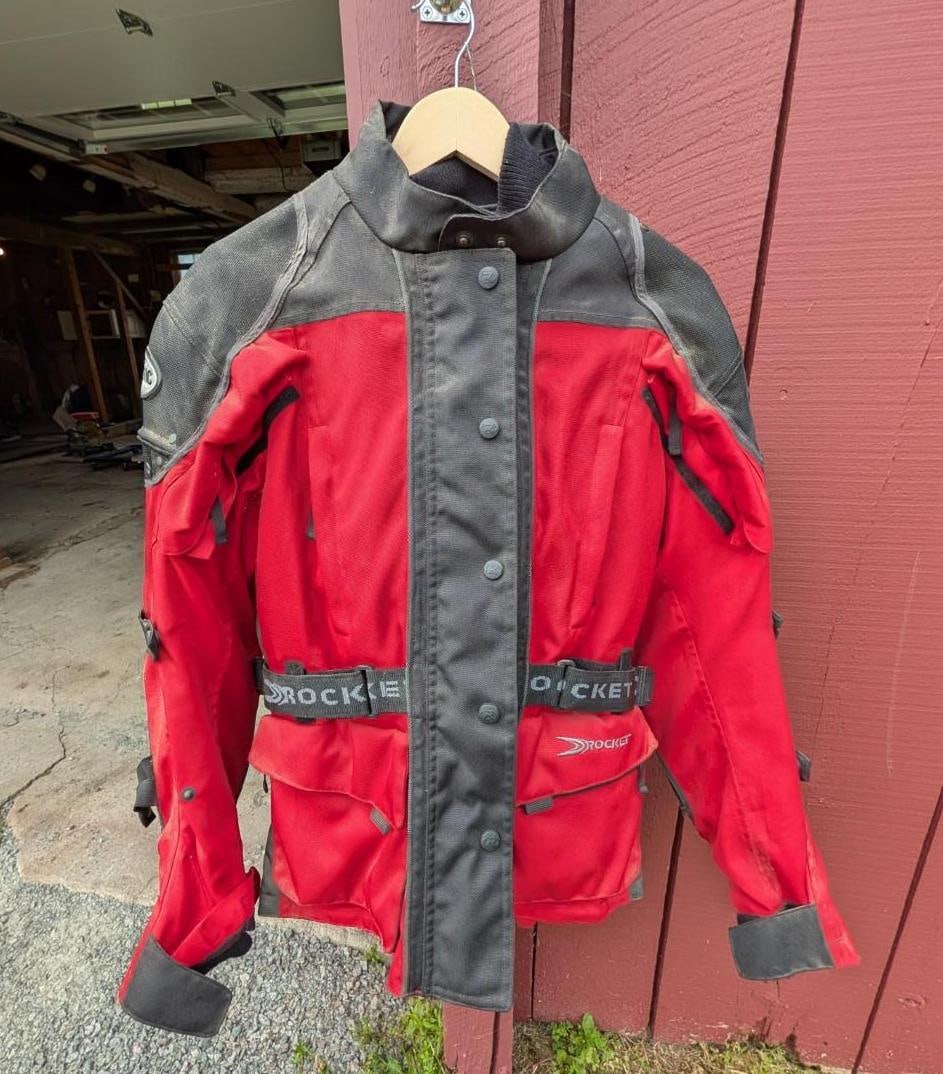 Joe Rocket Ballistic Series Padded Motorcycle Jacket & Pants: jacket size: Medium, pants size: Large, Location: Garage