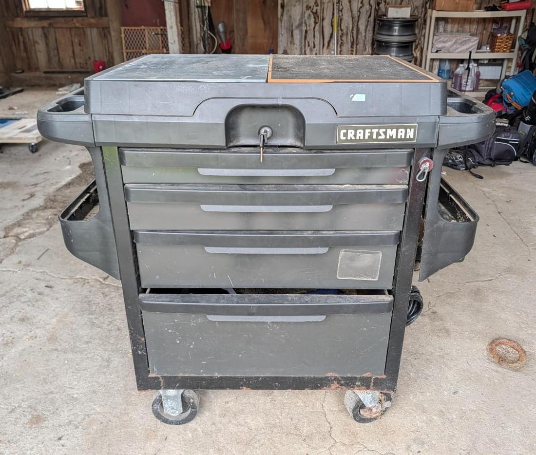 4-Drawer Craftsman Rolling Toolbox W/ Contents: w/ key, Location: Garage