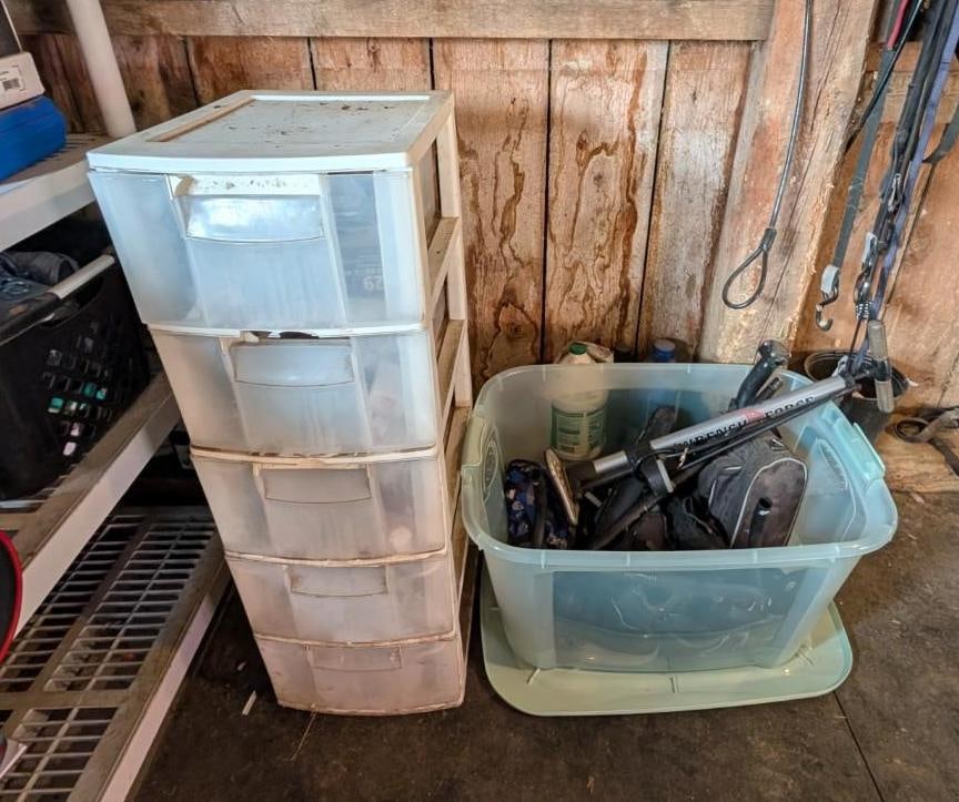 Bike Accessories & Parts Lot: includes: handlebars, underseat bags, grips, more..., Location: Garage