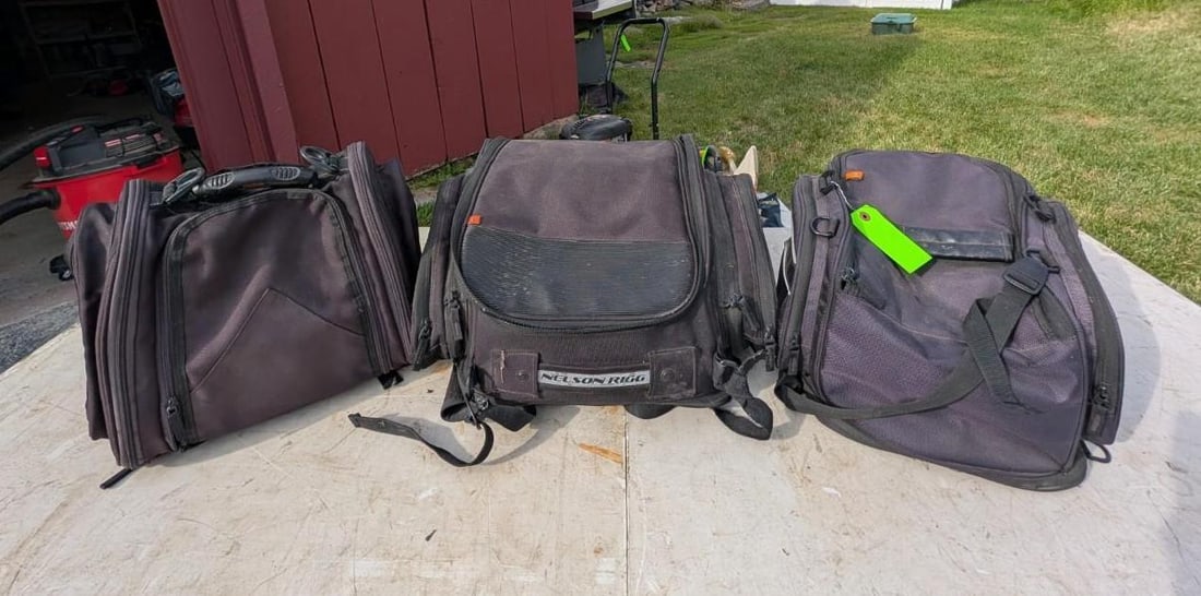 (3) Asst. Motorcycle Luggage Bags: including: Contech and Nelson Rigg, Location: Garage