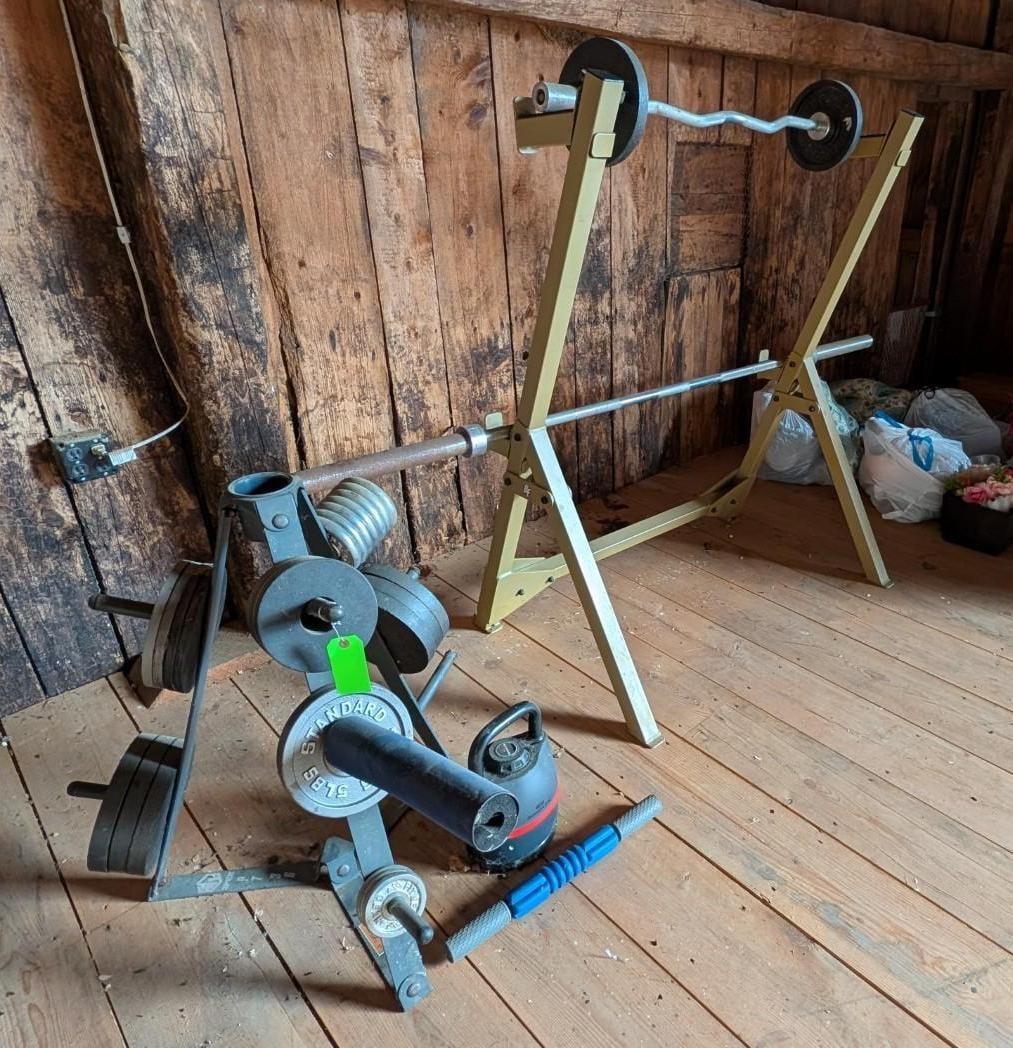 Standing Squat Rack W/ Weights - 2