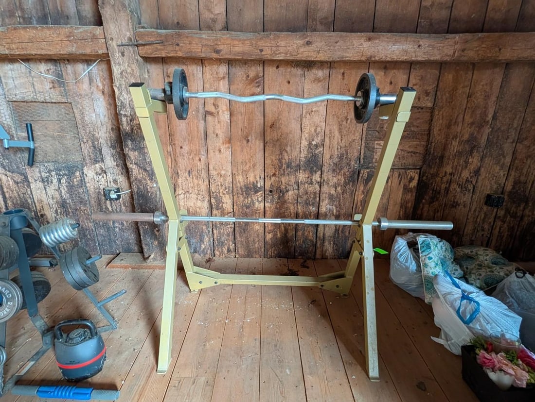 Standing Squat Rack W/ Weights - 4