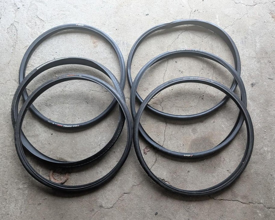 (6) Asst. Road/Gravel Bike Tires: Including Clement LCV 28x700c, (2) Vittoria Corsa N.EXT 700x30c, (2) Continental Ultra Sport 700x28c, and Panaracer Gravelking SK 700x32c