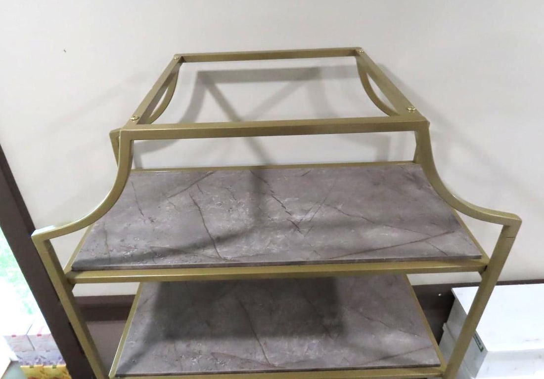 Pair of 5-Tier Patinated Metal Frame Shelf Units - 2