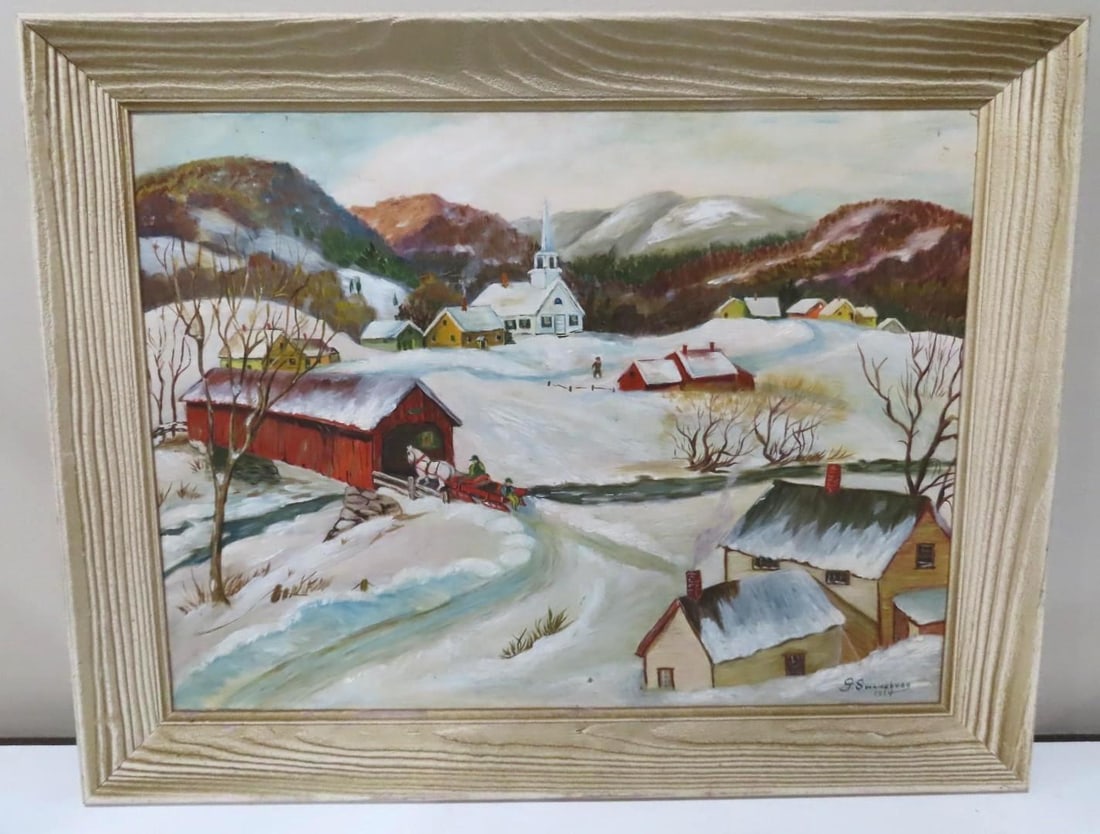 G. Swansbung Oil on Artists Board Painting: signed lower right, "G. Swansbung / 1964" measures 18" x 24"