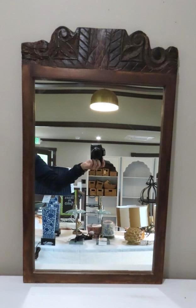 Creative Co-op Carved Wood Frame Mirror: 17.5" x 30"
