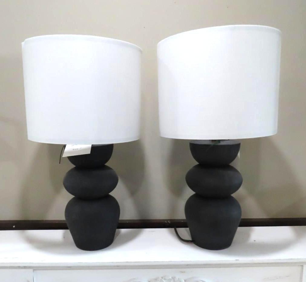 (2) Jasper Black Lamps w/ Shades: 23.5" in height