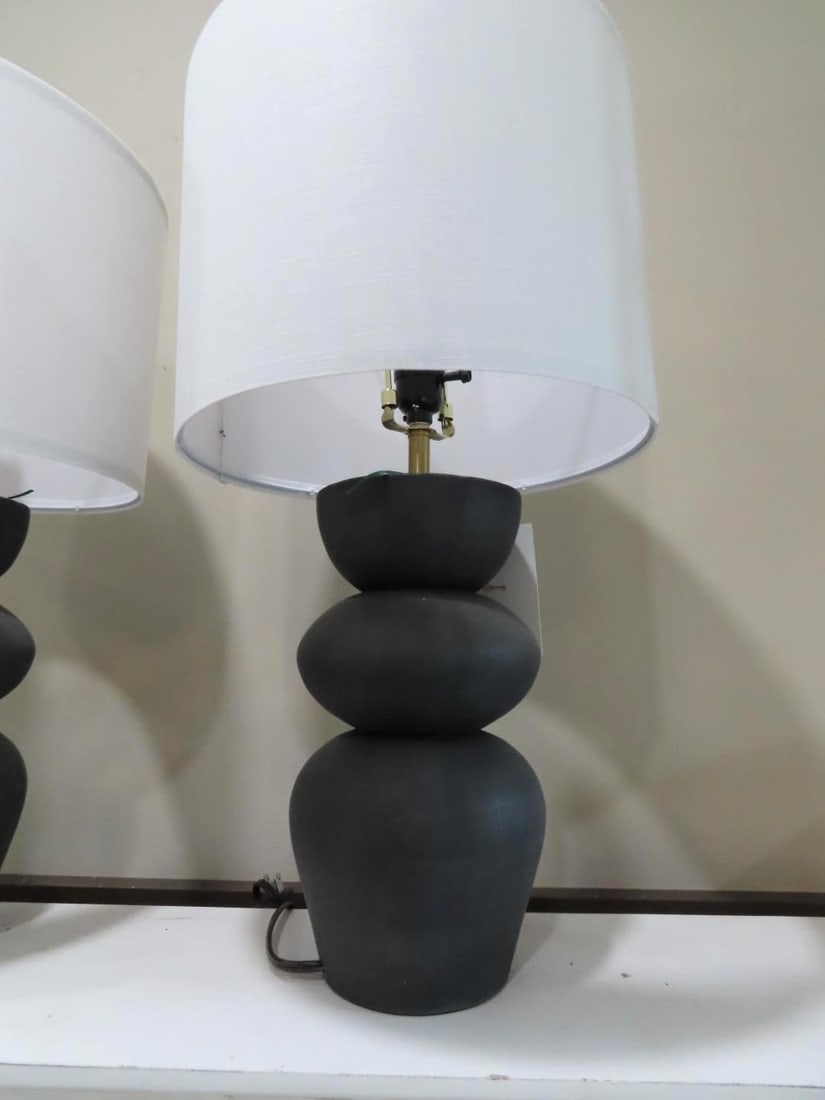 (2) Jasper Black Lamps w/ Shades - 3