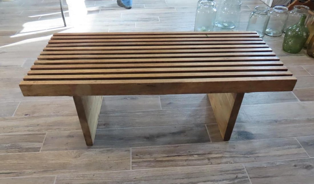Hardwood Slatted Coffee Table or Bench: 46" x 20" x 16"