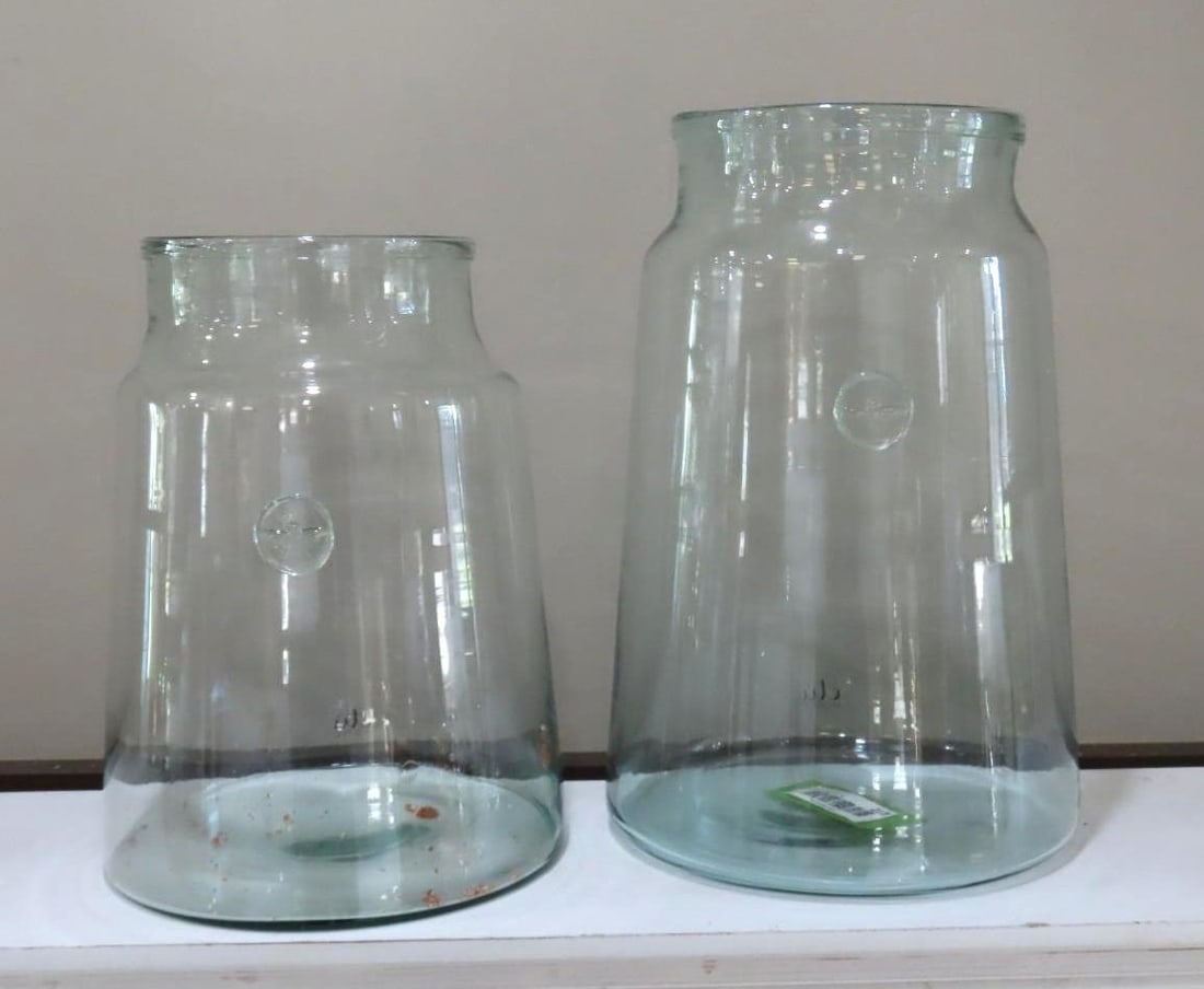 (3) Glass Cut Flower Vases: ranging in height, tallest is 14"
