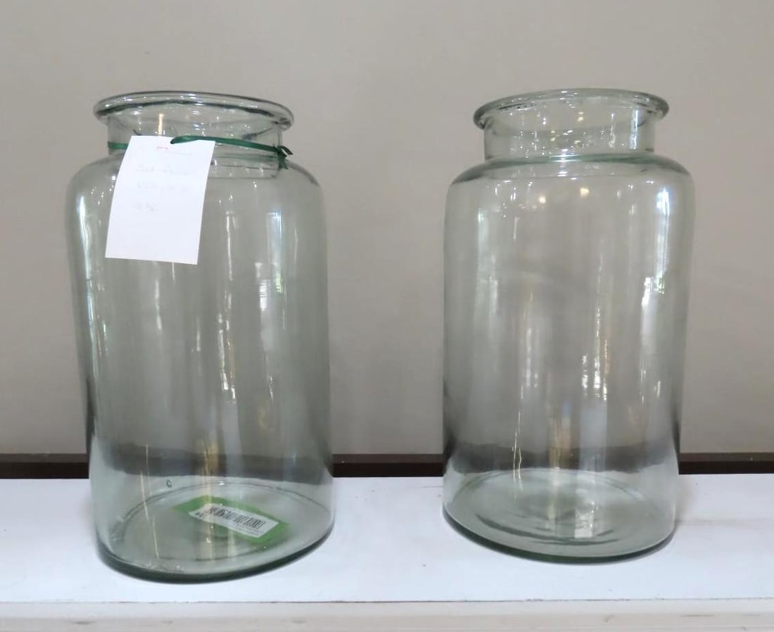 Pair of Glass Cut Flower Vases: 12.5" in height