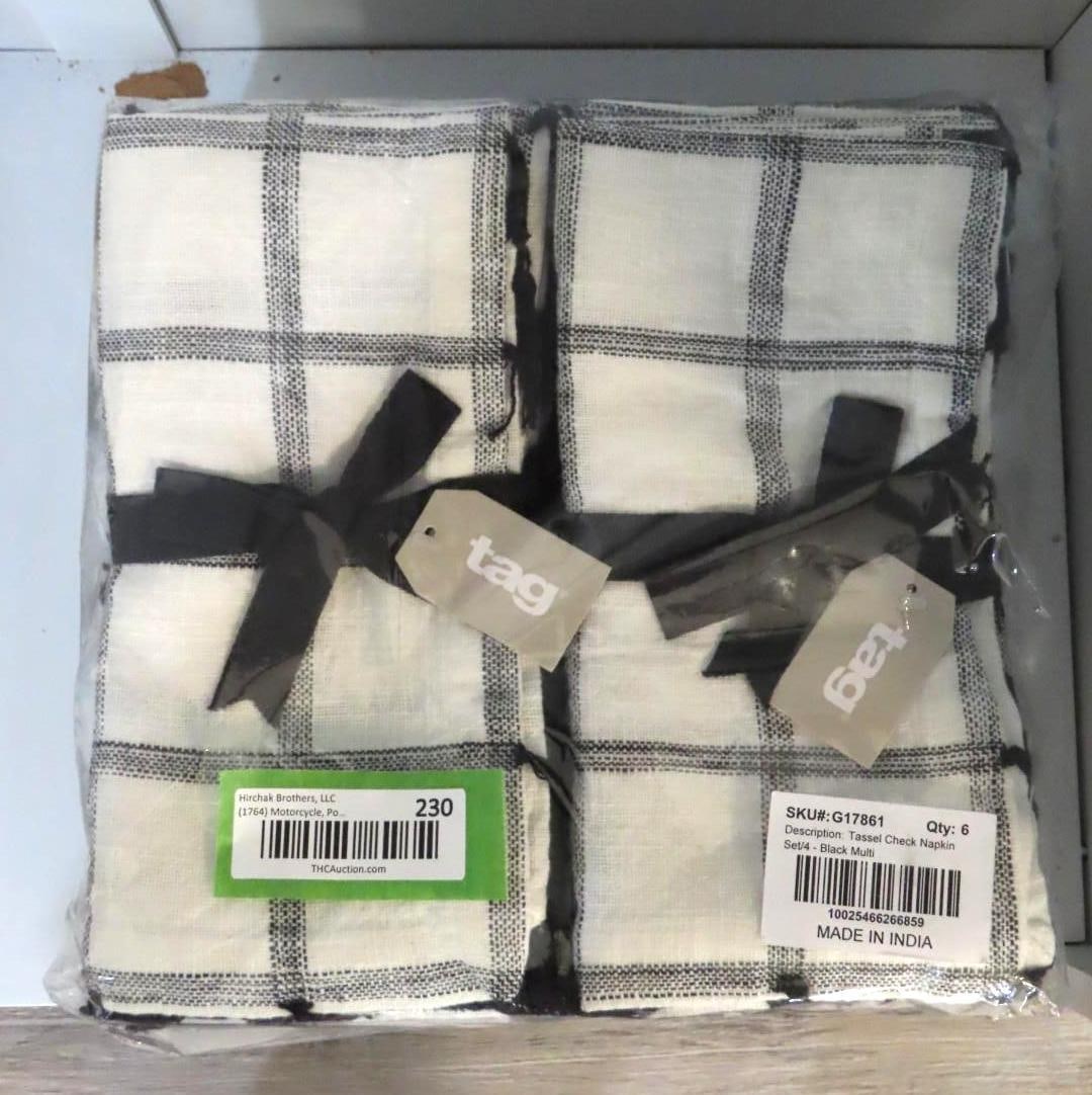 (36) Tassel Check Napkins: (36) Tassel Check Napkins