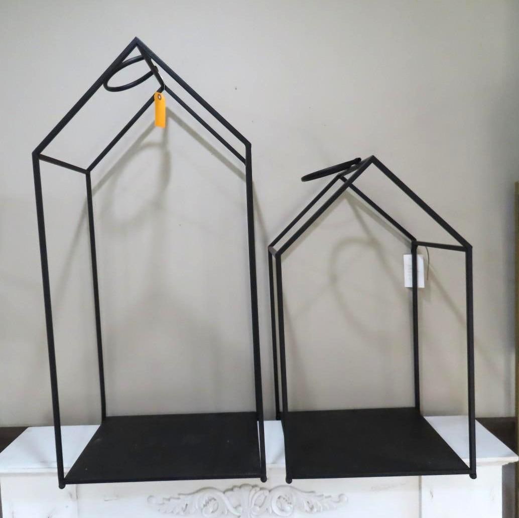 (2) House Shaped Metal Frame Log Holders (1 of 4)