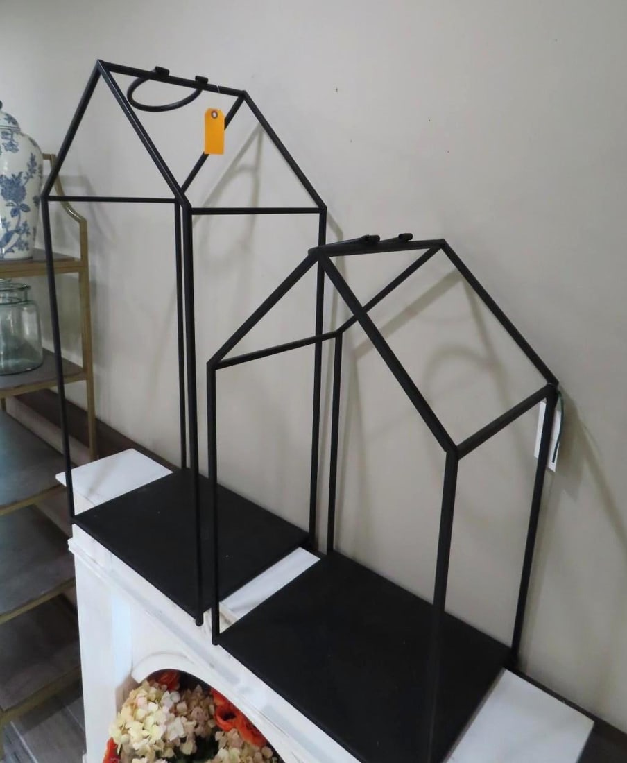 (2) House Shaped Metal Frame Log Holders - 4