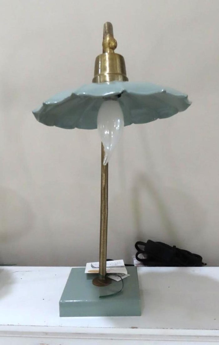 (2) Gooseneck Lamps w/ Enameled Shades - 3