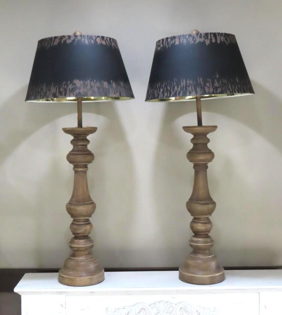 Pair of Table Lamps: 40" in height, one has some finish loss