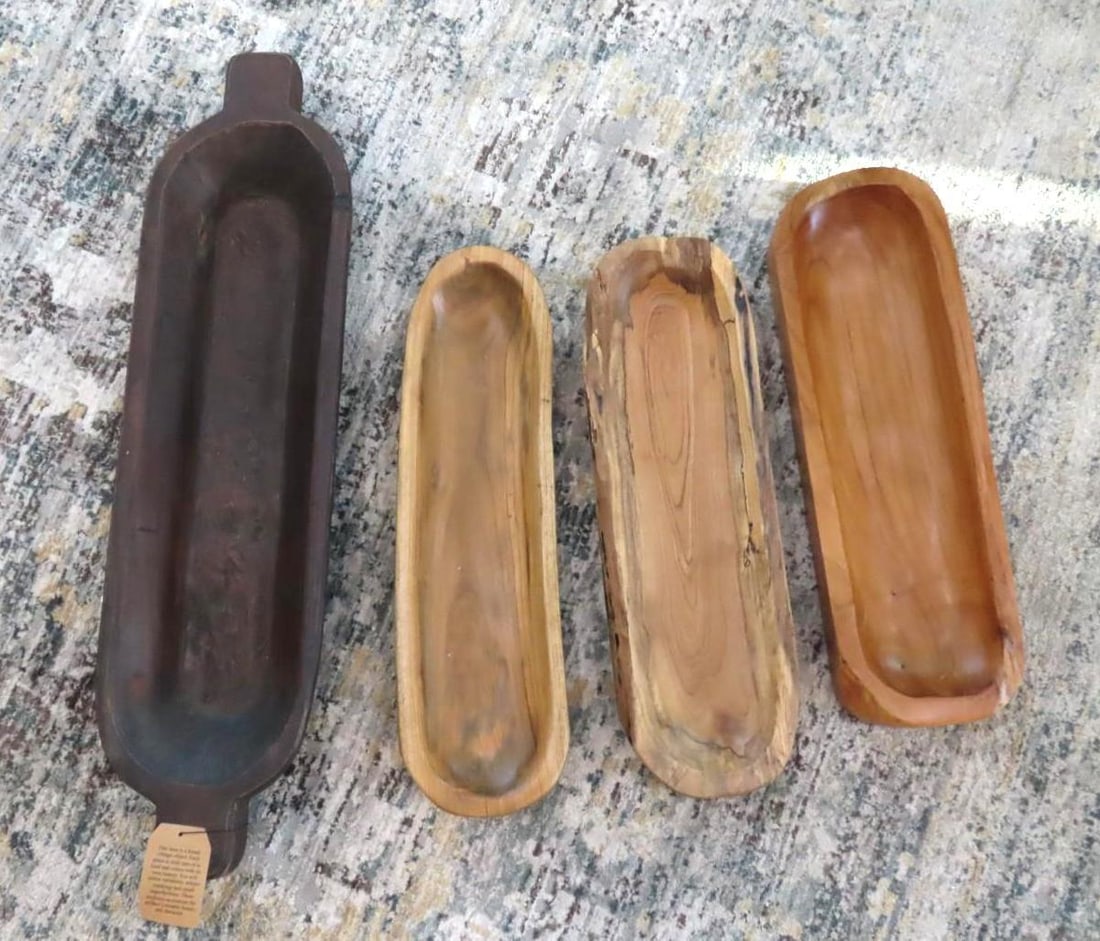 (4) Wood Trays: largest measures 29" in length