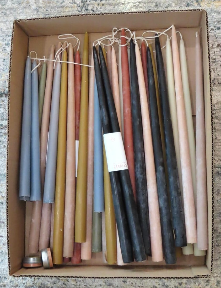 (36+/-) Floral Society Taper Candles: 30 are 18", 6 are 12"