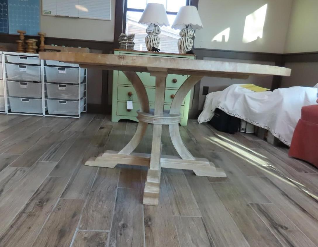 Distressed Hardwood Pedestal Table - 3