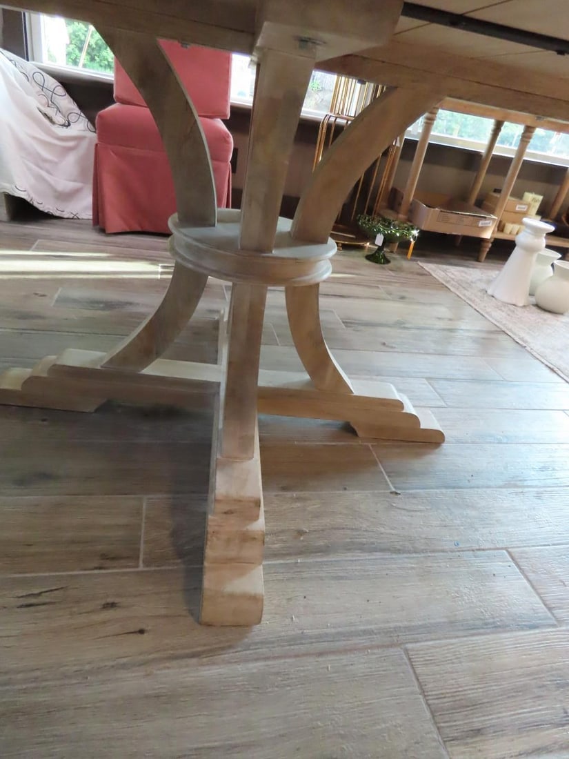 Distressed Hardwood Pedestal Table - 4