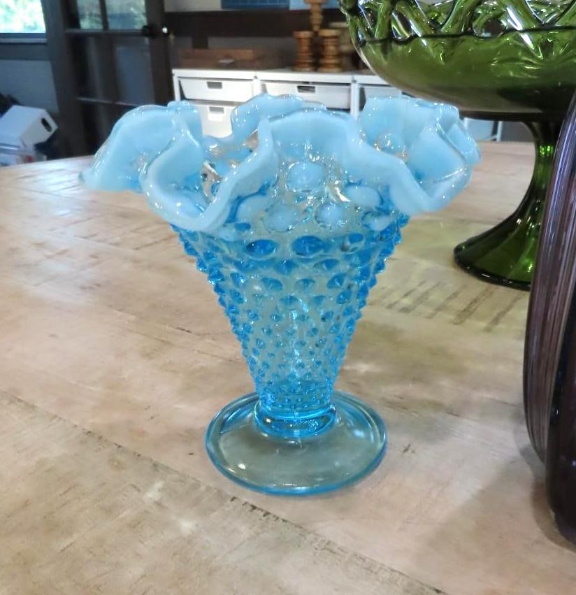 (5) Vintage Colored Glass Compotes & Vases - 2
