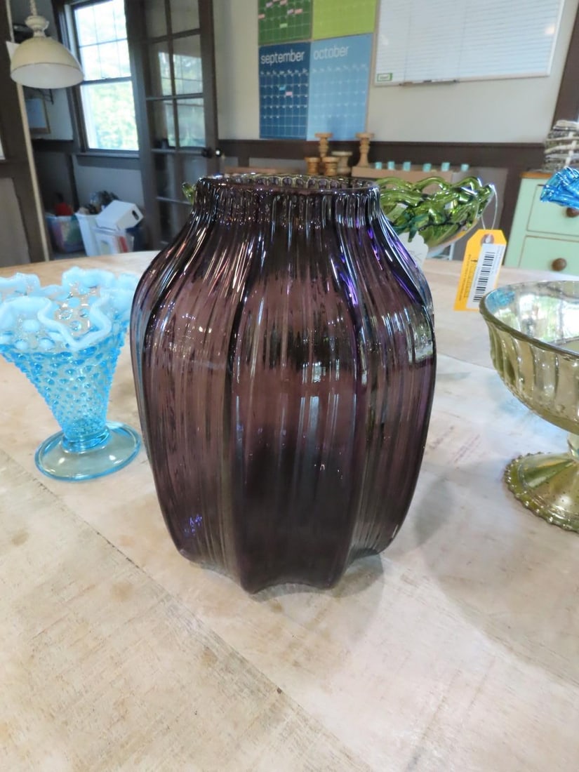 (5) Vintage Colored Glass Compotes & Vases - 3