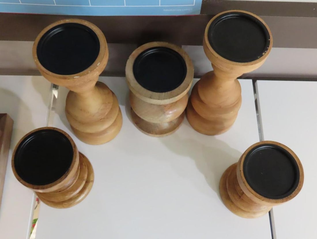 (5) Turned Wood Candle Stands - 2