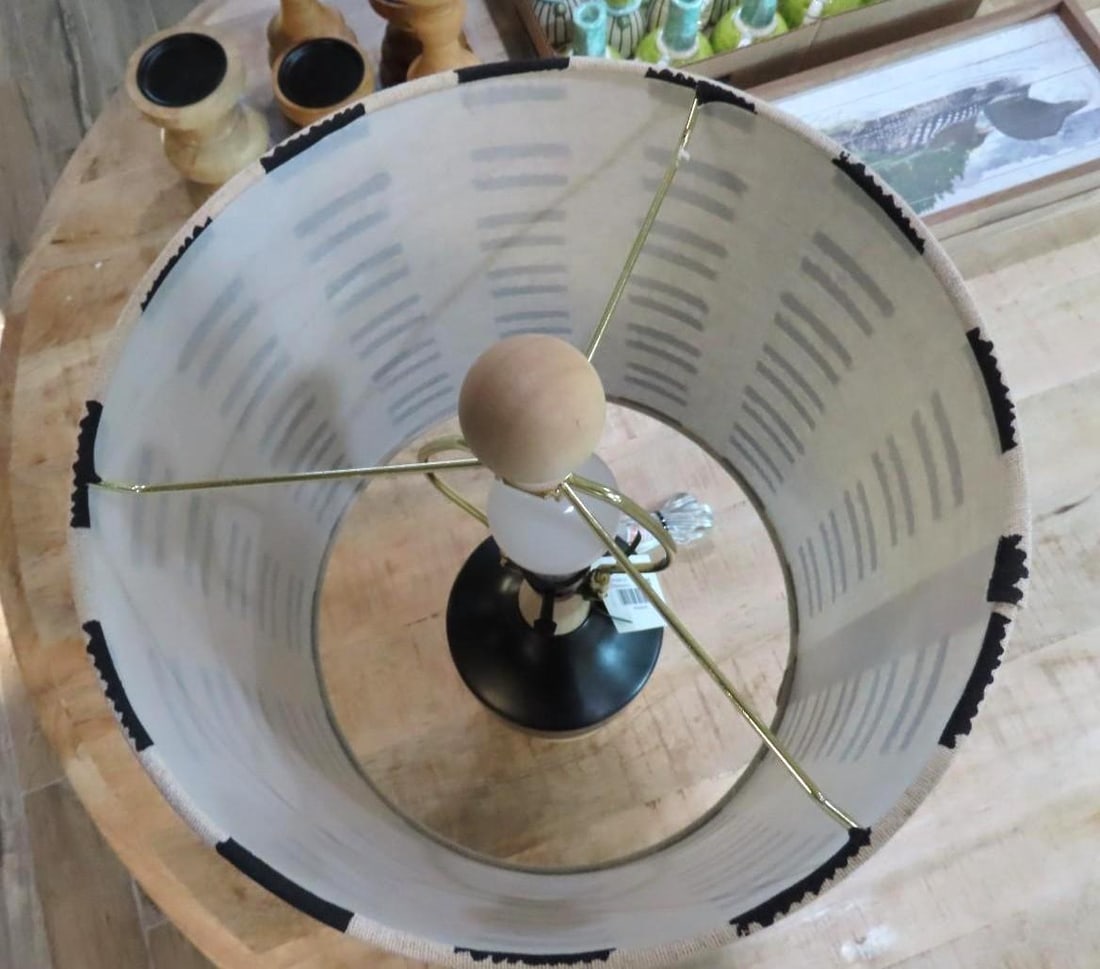 Turned Wood Table Lamp w/ Shade - 3