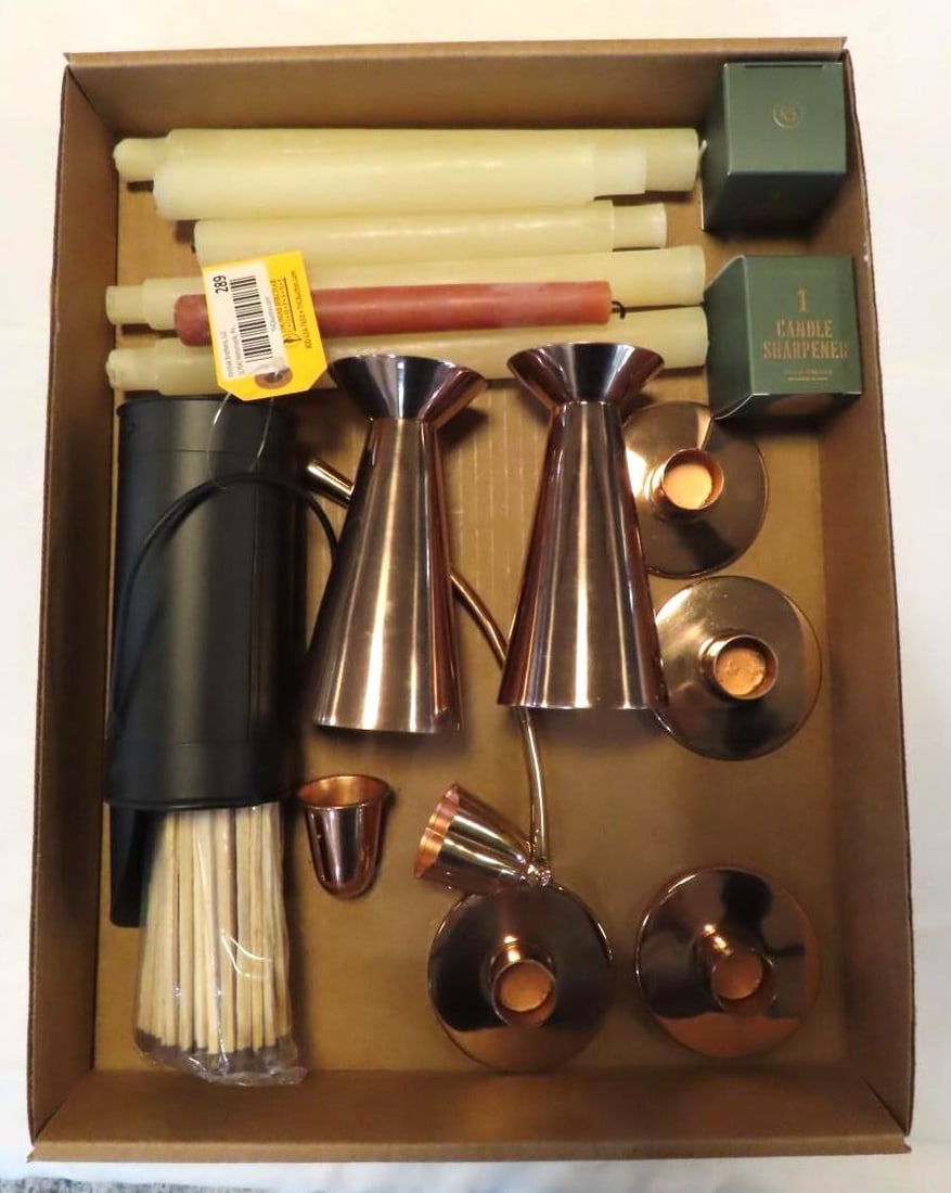 (17) Candlesticks, Candles, & Accessories: (17) Candlesticks, Candles, & Accessories