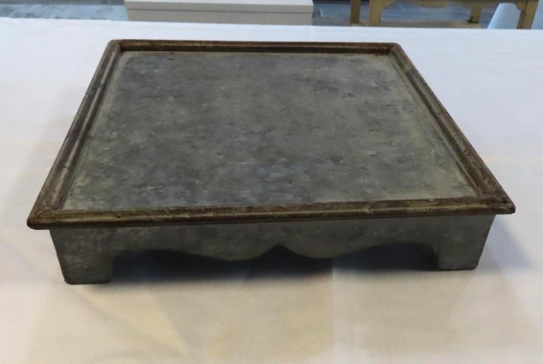 Painted Decorative Wood Bowl & Galvanized Metal Stand - 4