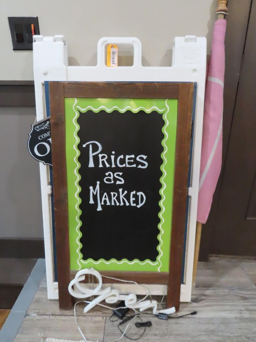 (2) Breadboard Signs, Open Flag & Lighted Open Sign: (2) Breadboard Signs, Open Flag & Lighted Open Sign