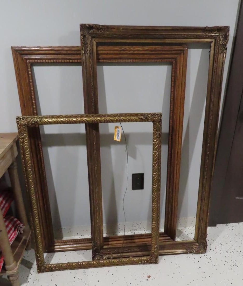 (3) Large Wood Frames: Largest measures 29.5" x 53.75"