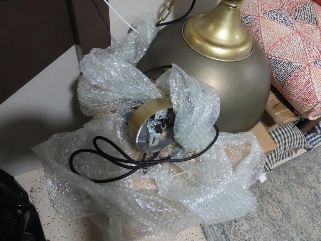 Metal Pendant Light w/ Antique Gold Finish - 3