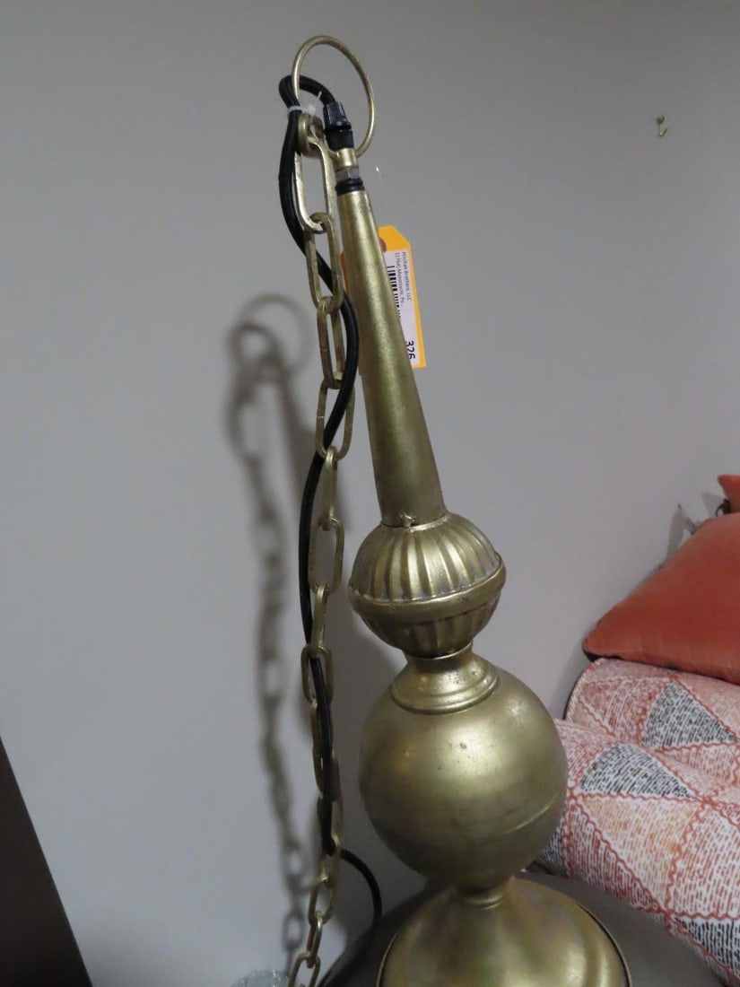 Metal Pendant Light w/ Antique Gold Finish - 4