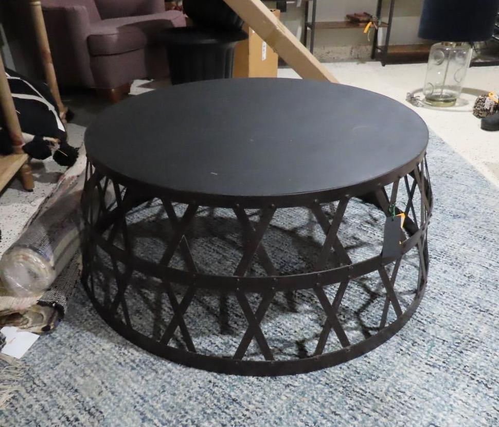Iron & Wood Elephant Stand Table: 41" in diameter, 17" in height