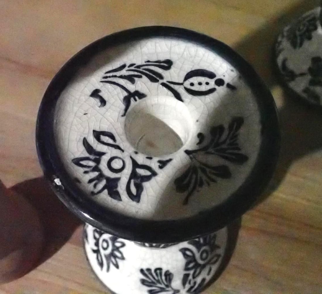 (5) Blue & White Glazed Candlesticks - 4