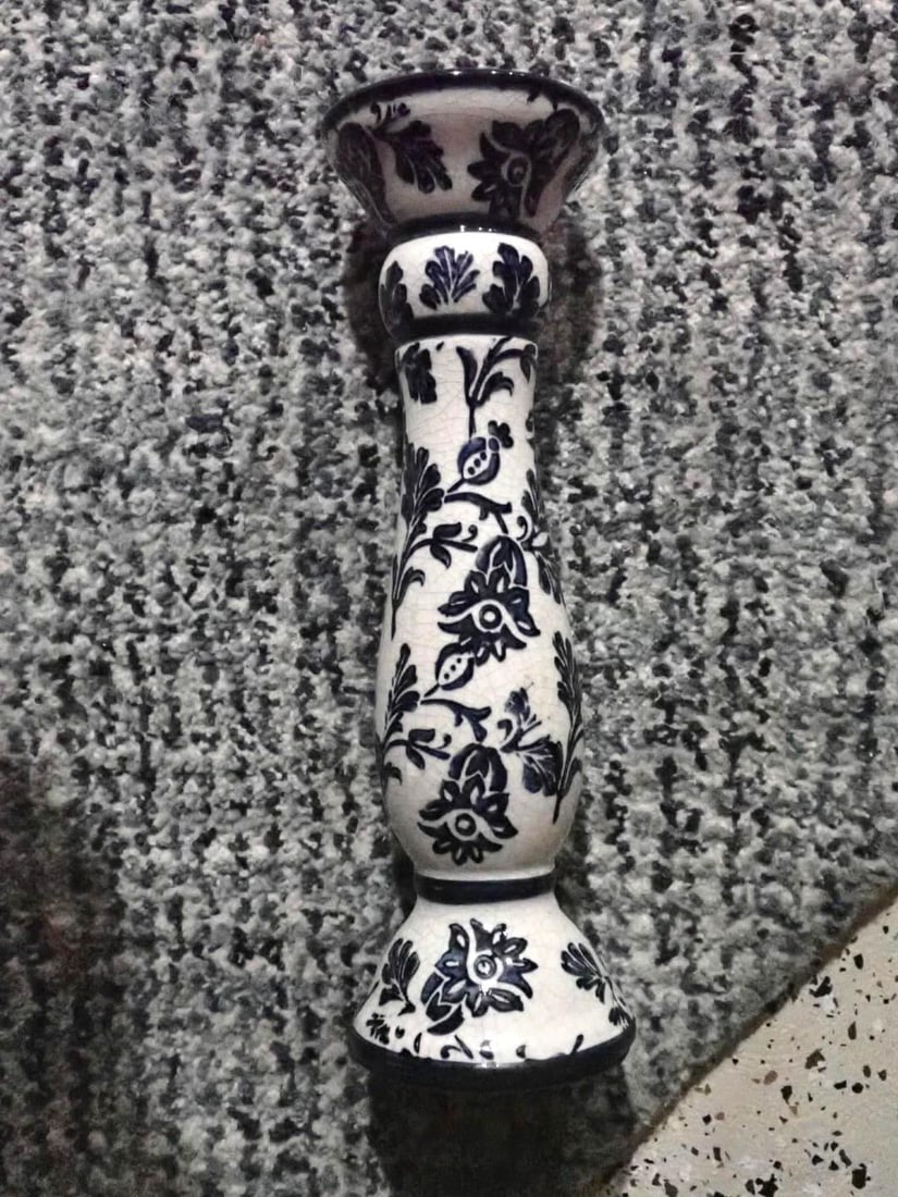 (5) Blue & White Glazed Candlesticks - 5