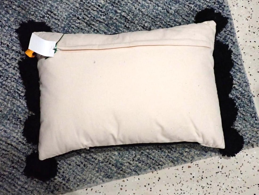 (4) Black & White Lumbar Pillows w/ Tassels - 3