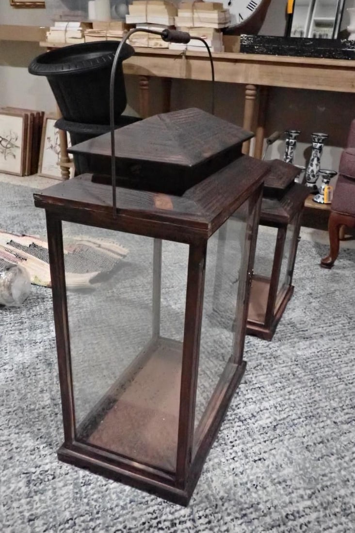 (2) Wood Display Lanterns - 2