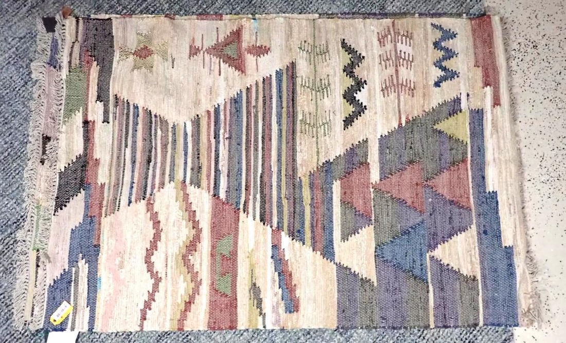 (2) Creative Co-op Cotton Rag Rugs: Aztec design, 4' x 6'