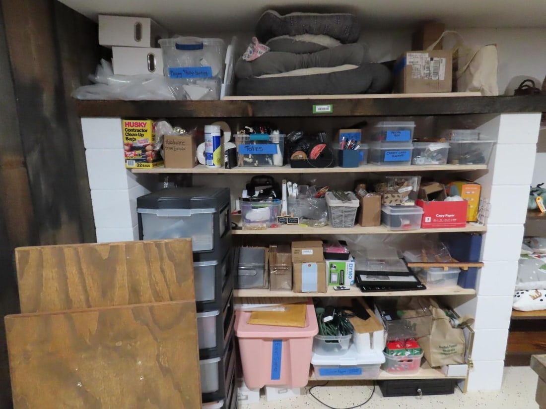 Contents of Shelves: includes quantity of office, showroom and cleaning supplies