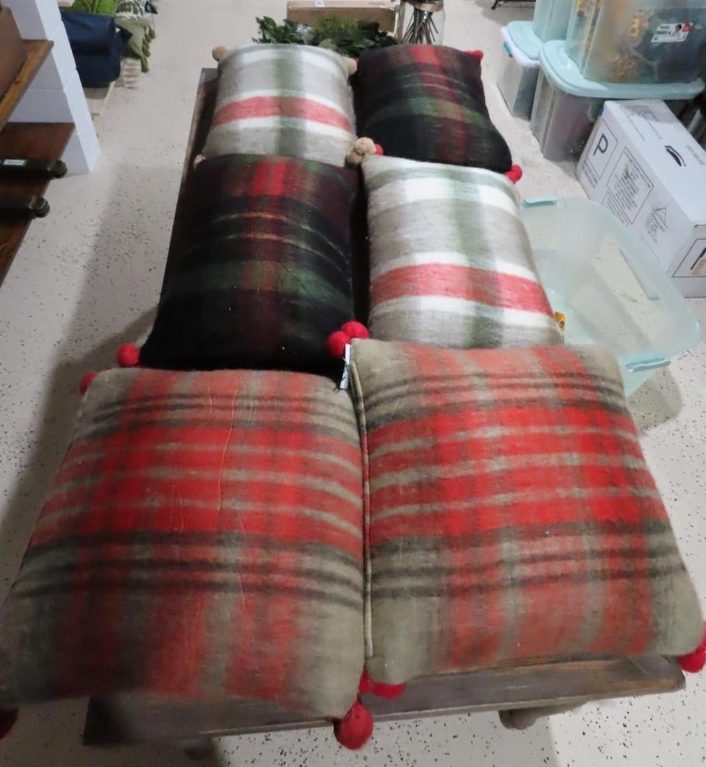 (6) Plaid Throw Pillows: 20" x 20"