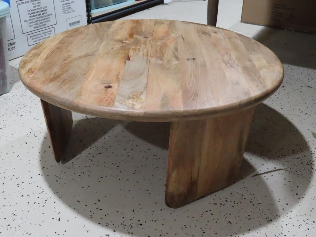 Round Hardwood Coffee Table (1 of 3)