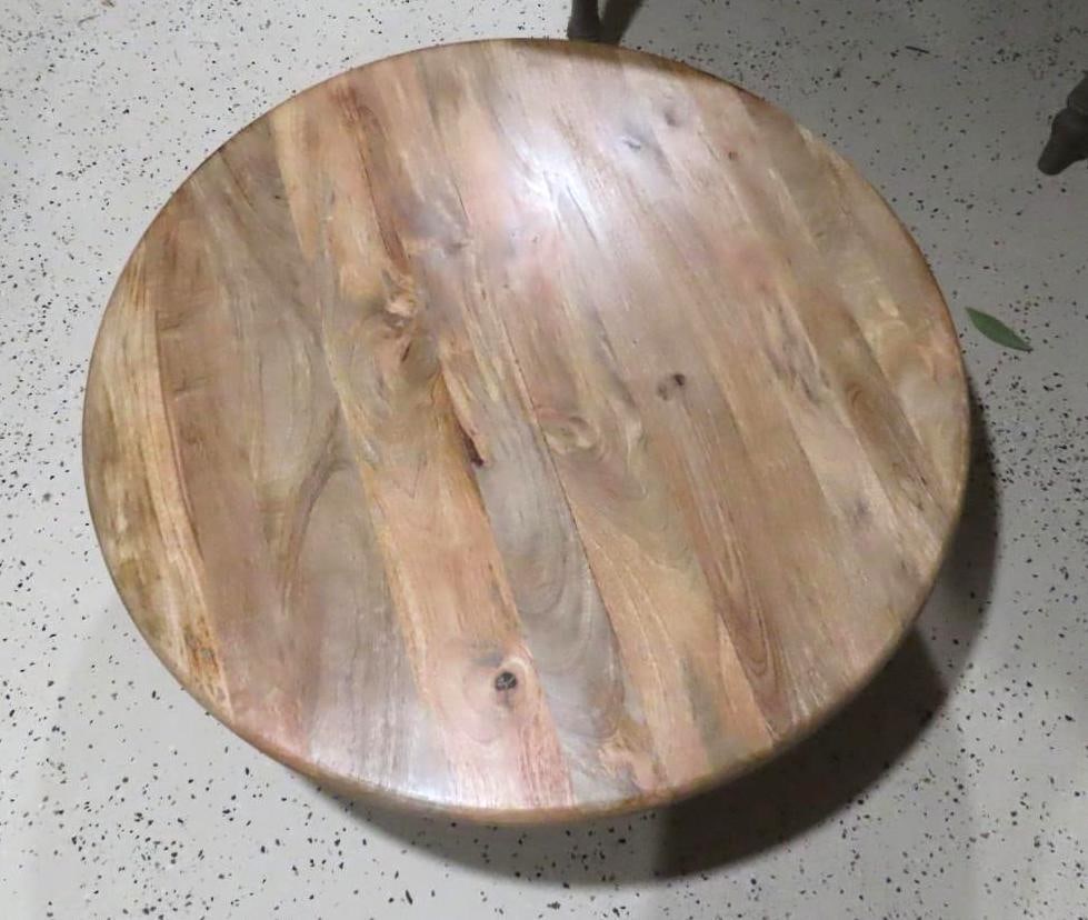 Round Hardwood Coffee Table - 2