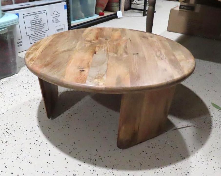Round Hardwood Coffee Table - 3