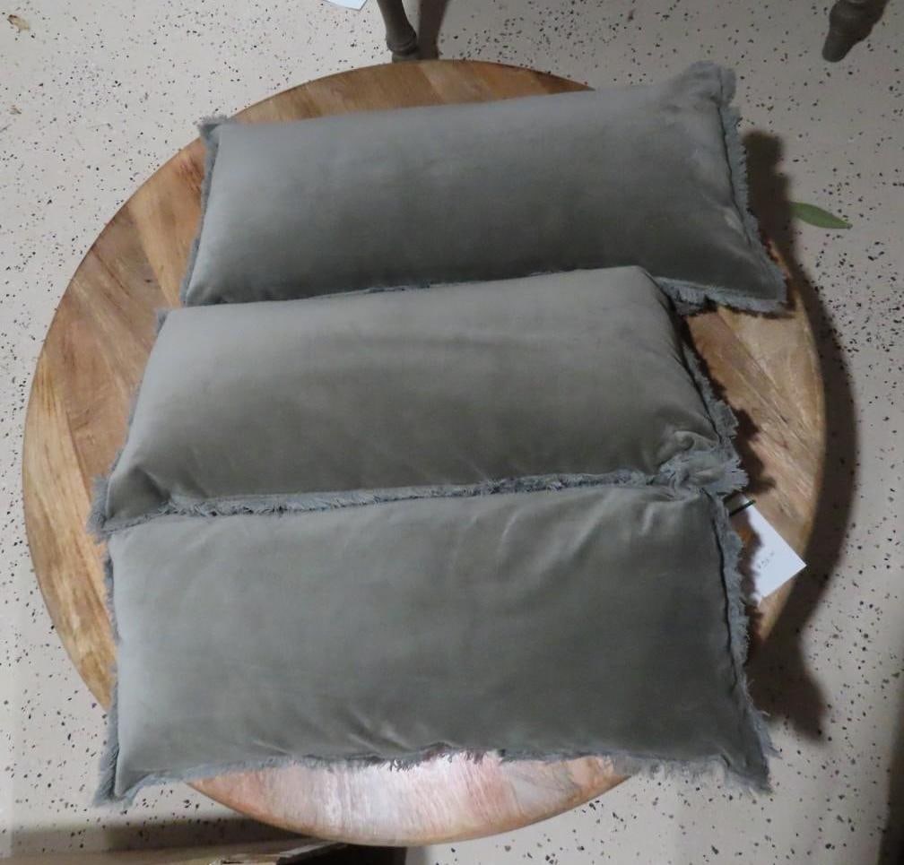 (3) Velvet Lumbar Pillows: 12" x 24"