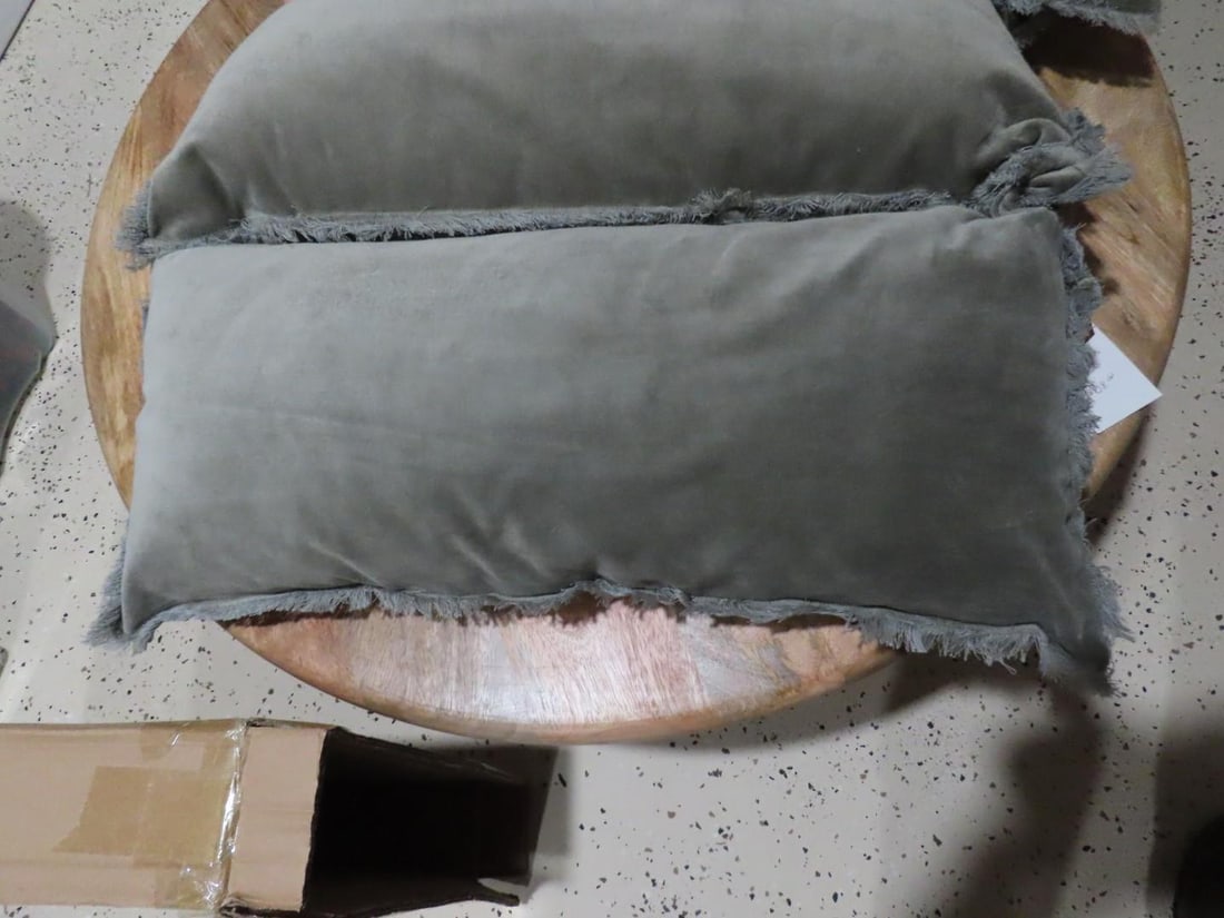 (3) Velvet Lumbar Pillows - 2