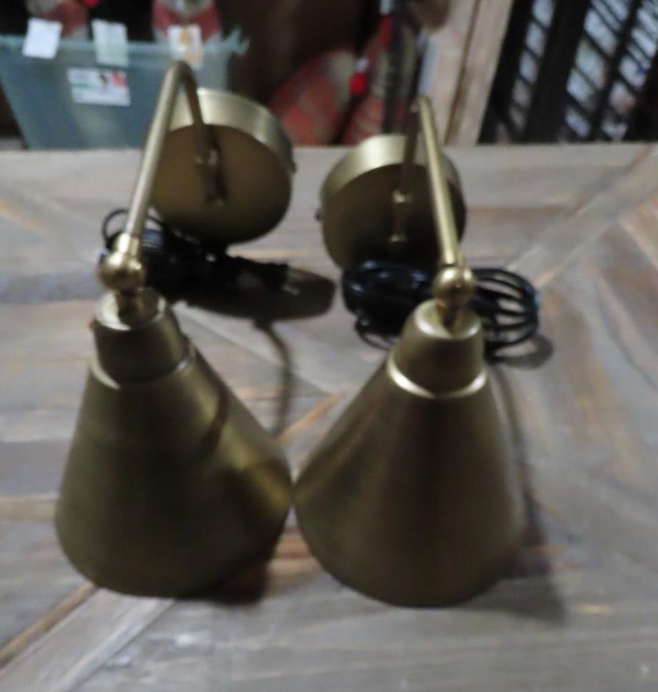 (2) Brushed Brass Finish Wall Lamps (1 of 3)