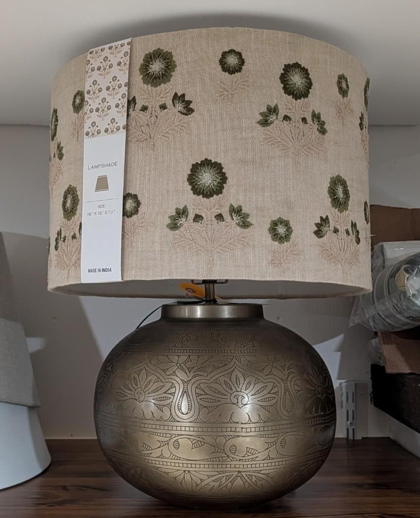 Etched Metal Table Lamp: 21" in height