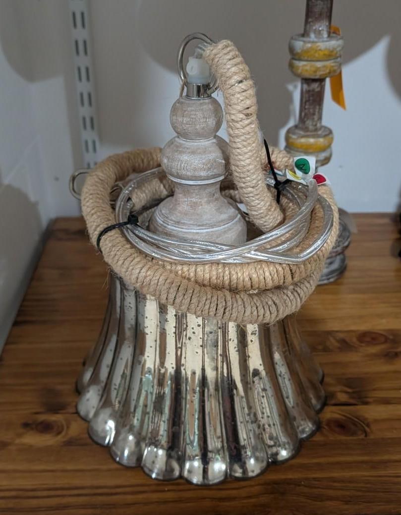 Mercury Glass Pendant Light: 9" in diameter